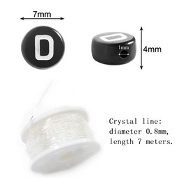 Looconi 1400 Pieces 4×7mm White On Black Round Acrylic Alphabet Letter Beads A-Z and Heart for Jewelry Making