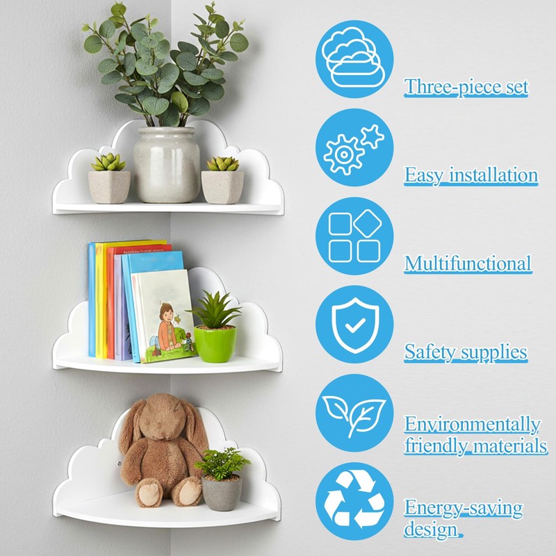 Cloud Floating Corner Shelves, Set of 3 Cloud Corner