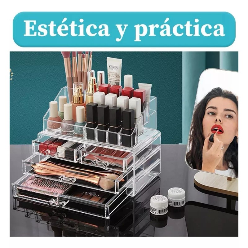 Clicmania Organizador Cosmeticos Maquillaje Acrilico Labiales Brochas