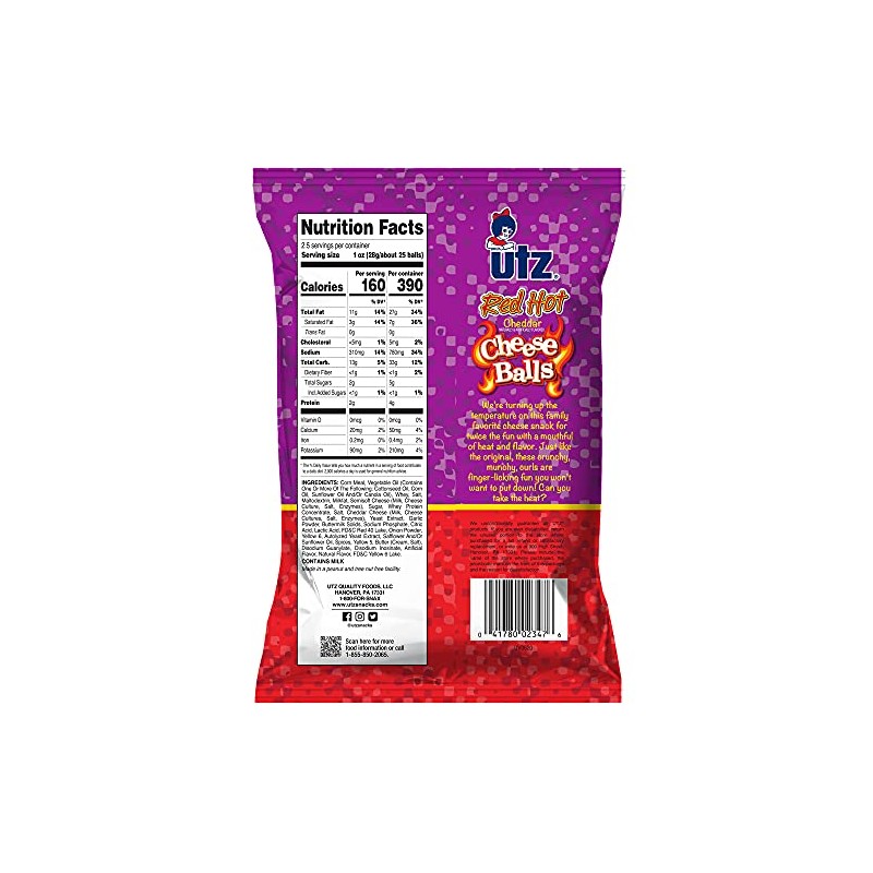 Utz Red Hot Cheese Balls | 2.5 oz | Pack
