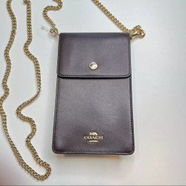 Coach Deep Purple Mini Crossbody Bag w/ Gold Chain Strap, Card Holder, NWT!