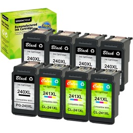 greencycle Remanufactured PG-240XL 240 XL CL-241XL 241 XL Ink Cartridge Compatible for Canon PIXMA MG3620 MG4220 MG3220 MG2220 MX432 MX512 MG3522 Printer (Black 5 Pack ; Tri-Color 3 Pack)