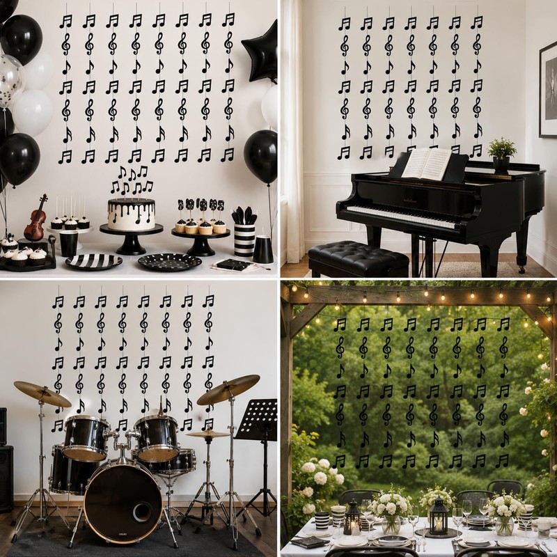 8 Pcs Music Notes Party Decorations, Musical Note Hanging Swirl,