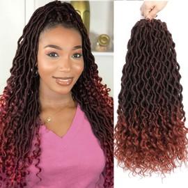Karida Faux Locs Crochet Hair 18 Inch, 8 Packs Pre Looped Goddess Locs Crochet Hair, Wavy Crochet Goddess Locs With Curly Ends, Boho Faux Locs Crochet Hair For Black Women (18 inch, T350#)