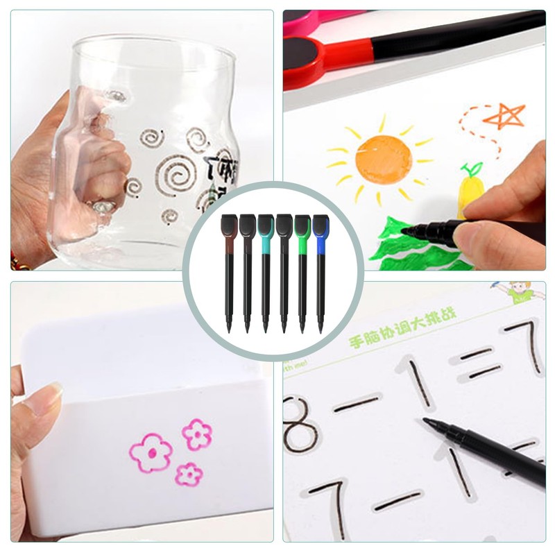 12 Magnetic Whiteboard Pens, Whiteboard Pens with Cleaning Brushes, Erasable