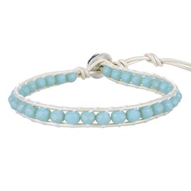 KELITCH Women's Labradorite Bead Bracelets Crystal Stackable Wrap Bracelet Charm Leather Bracelet for Women, Leather Crystal