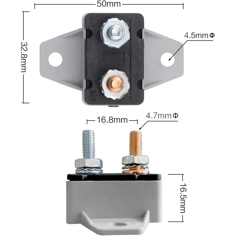 Bumbesti 12-24V 50Amp Resettable Stud Type Circuit Breaker Fuse Holder