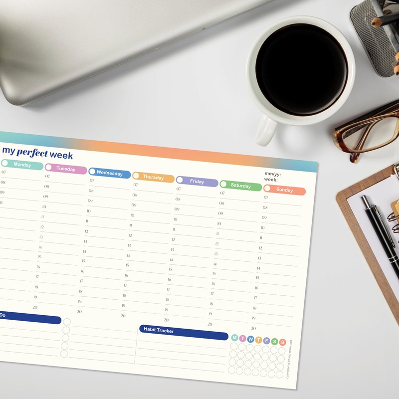 50 Sheets Weekly Planner A4 Size 29.7 x 21 cm