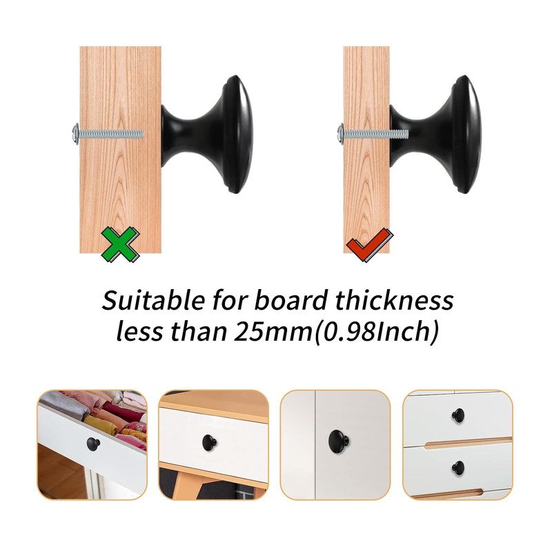 GOTRUST 15PCS Black Drawer Knobs 30mm, Cabinet Door Knobs Black
