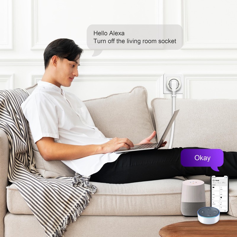 UCOMEN Zeitschaltuhr Wlan Steckdose mit Strommessung,16A Smarte Steckdose Alexa für