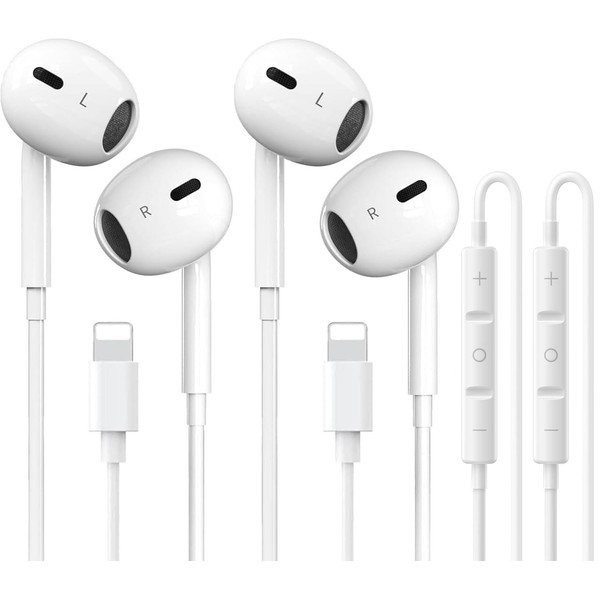 Anufuup 2 Packs-for iPhone Headphones Wired Earbuds/Earphones Nosie Reduction Built-in