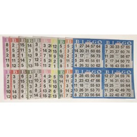Bingo Paper Game Cards - 4 cards - 10 sheets - 50 books - 8 Inch Square Size Disposable Sheet - Made in USA