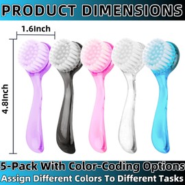 Soft Nail Dust Cleaning Brush 5Pcs Handle Grip Fingernail Brush Nail Dust Brush Manicure Pedicure Tools Women Men Home Salon（multicolor）