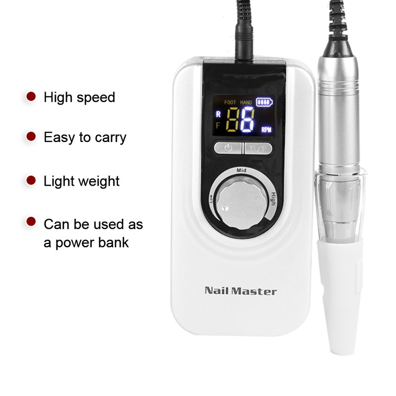 Portable Electric Nail Drill Machine 35000 RPM Rechargeable Manicure Pedicure