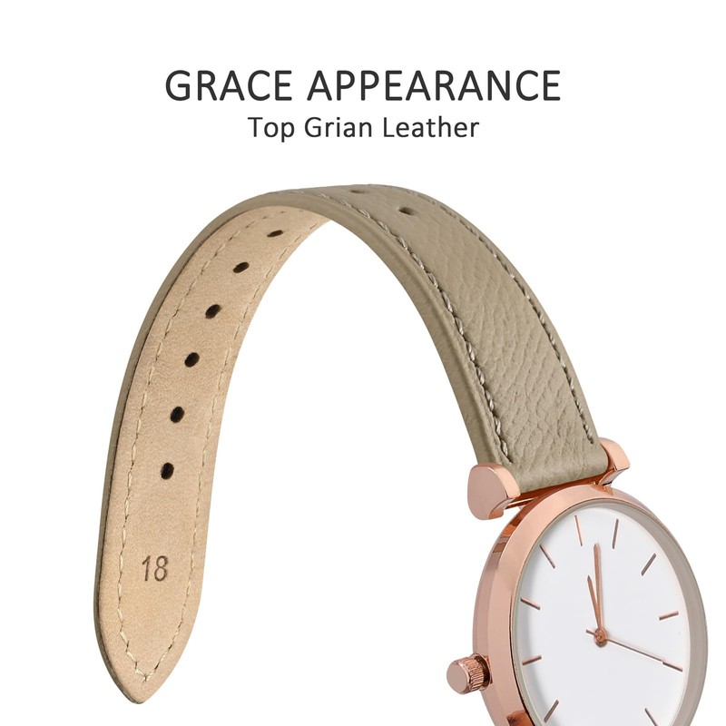 WOCCI 18mm Grace Leather Watch Strap for Ladies, Top Grain