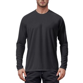 Tansozer Men's UV Protection Long Sleeve T-Shirts UPF 50+ Outdoor Shirts Sun Protection Tops Rash Guard, black