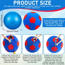 VercanMonth 30inch Giant Herding Ball with Cover Anti Burst Ball Please Watch VCR for How to Inflation Horse Toys for Horses Stall Entertainment Play, Pump Included (Classic)