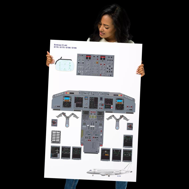 Embraer E-Jet E170 E175 E190 E195 Cockpit Poster 24"x36"