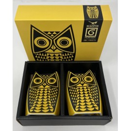 Hornsea/Magpie - John Clappison Design Owl Salt & Pepper Cruet Set - Yellow Mod