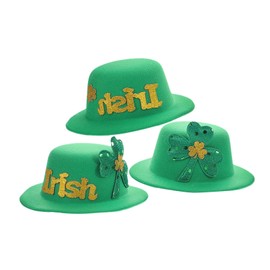 Outanaya 3Pcs Patricks Day Hat Hair Accessories Shamrock Mini Hat Clips for Women Lightweight Comfortable Headdress for Festive Celebrations and Holiday Parties