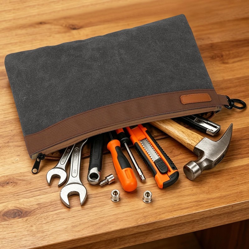 Waxed Canvas Tool Pouches Set,12 Inch Heavy Duty Tool Bags