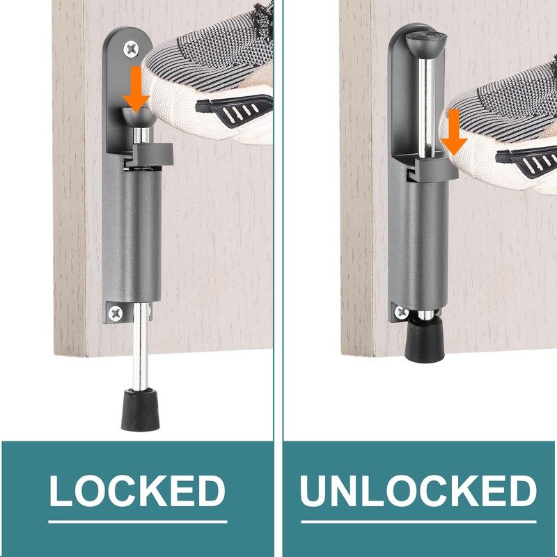 sourcing map 2 Pack Kickdown Door Stop, Spring Loaded Telescopic
