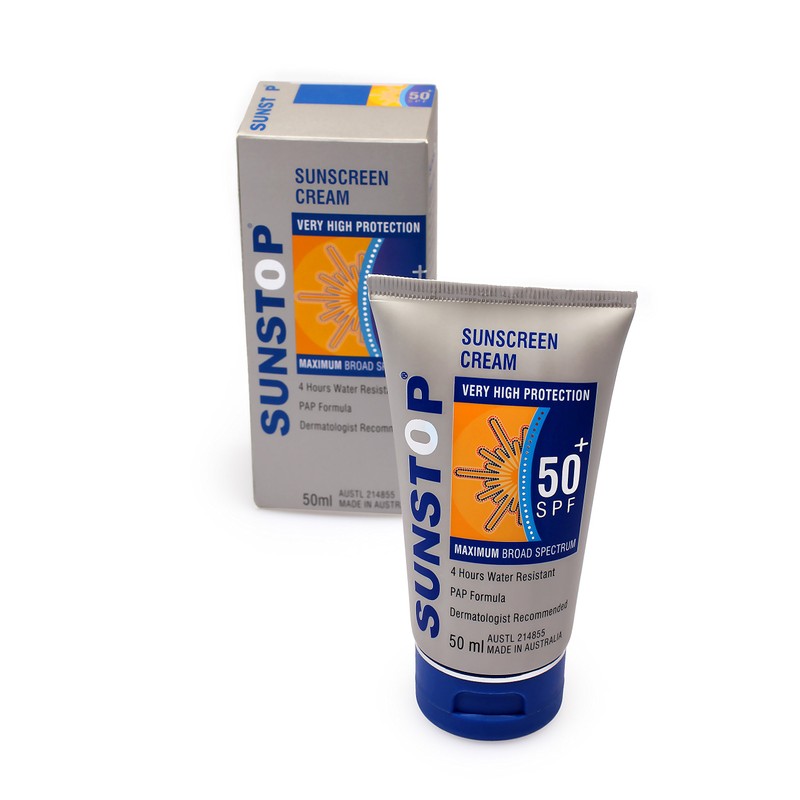 Sunstop SPF50 Sunscreen Cream, Broad-Spectrum Sunscreen, Water-Resistant Moisturizing Sunblock Lotion,
