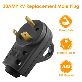 OPL5 30AMP RV Replacement Male Plug RV Electrical Plug Adapter RV 30 AMP Receptacle Plug with Easy Unplug Handle Design (30Amp RV Male Plug CA)