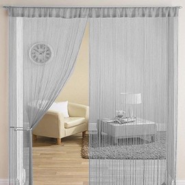 Exporthub 1 Piece Polyester Blend Door Threads String Curtain - 7 Ft, Grey