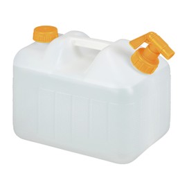 Relaxdays Water Canister with Tap, 10 Litres, Plastic, BPA-Free, Screw Lid, Handle, Camping Canister, White/Orange