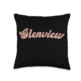Glenview Illinois Bachelorette Party Apparel Vintage Glenview Illinois Home State Souvenir Retro Throw Pillow, 16x16, Multicolor