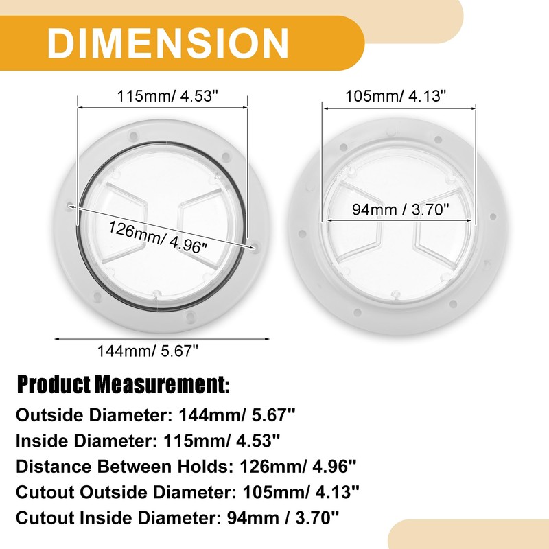 Partuto 1pc 4" Universal Boat Inspection Deck Plate Hatch -