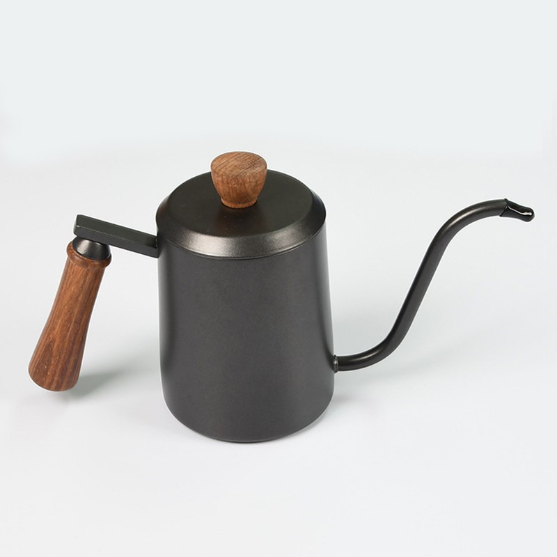 Stainless Steel Coffee Hand Pot with Wooden Handle Long Mouth