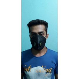 BLACK FACE MASK WITH DOUBLE RESPIRATOR VALVE HAND WASHABLE !
