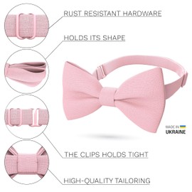 Bow Tie House Linen - Pajarita clásica preatada formal de esmoquin sólido, 21 Rosa Blush, L - (19-99 yrs., adults, full age)