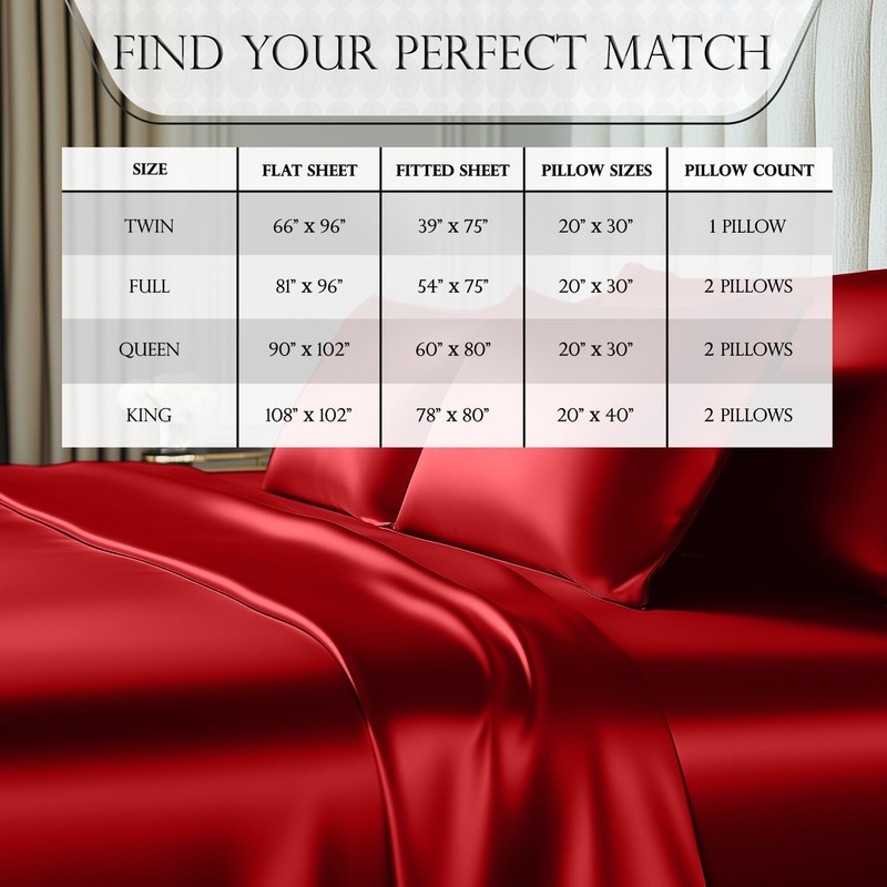 DECOLURE Satin Bed Sheets - 4 Piece Luxury Silky Queen