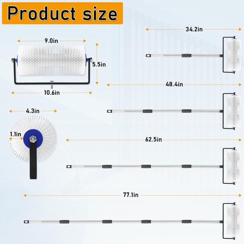 Spike Roller for Self Leveling Cement,9 Inch Screed Spiked Roller