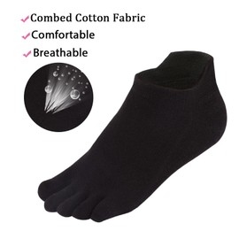 TCOTBE Toe Socks No Show Running Five Finger Crew Socks for Men 4 Pack (AU, Alpha, One Size, Black)