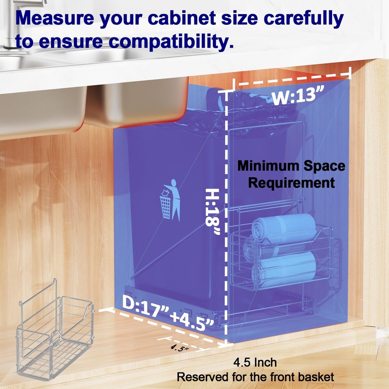 Hailivike Pull Out Trash Can Holder Under Cabinet, Under Sink