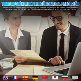 Traductor de Idiomas en Tiempo Real, Auriculares de traducción de idiomas AI, Audifonos Traductores Bluetooth 3 en 1 con pantalla LED, Traducción Bidireccional, Sonido Estéreo de Alta Fidelidad