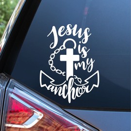 Sunset Graphics & Decals Jesus is My Anchor Decal Vinyl Car Sticker | Cars Trucks Vans Walls Laptop | White | 5.5 inches | SGD000265