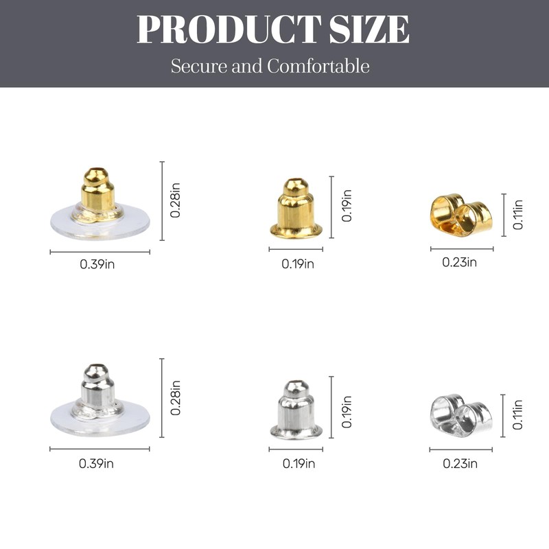 6 Styles Earring Backs for Studs/Droopy Ears/Heavy Earring,170 Pcs Clear