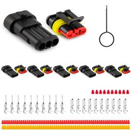 JRready ST6481-03-05 Waterproof Car Connector Set, 3 Pin Male and Female Cable Connector Plug for Car Truck Trailer Motorcycle Marine Boat Wiring 18-16AWG 5 Sets