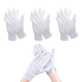 DUINIU 3 Pairs of White Gloves, Cotton Gloves, Burn Cotton Gloves, Padded Gloves, Gloves Gentleman White, Neurodermatitis Gloves for Protection Against Burns