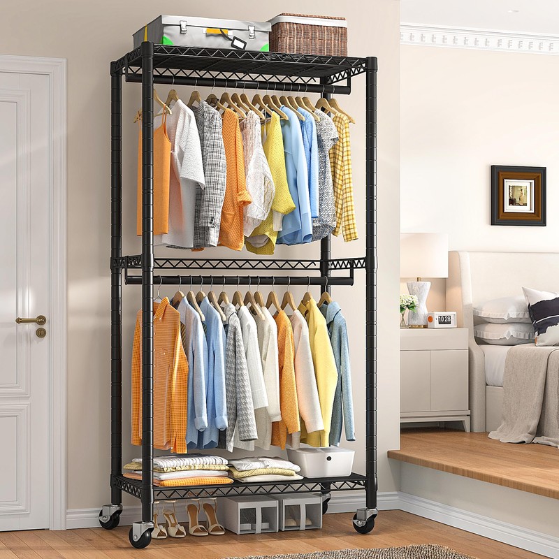 Raybee Clothes Rack 79''H Heavy Duty Clothing Rack with Wheels