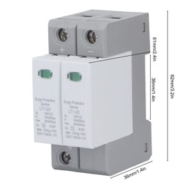Photovoltaic Surge Protection, 2P LT1-20 20KA DC 1000V, 36mm Rail Installation Surge Protection PV Surge Protector