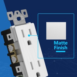 LIDER Brushed Finish Decorator Receptacle with Screwless Wall Plate, Child Safe Tamper-Resistant Wall Outlet, Residential Grade, Self-Grounding, 15A 125V, UL Listed, Brushed White, 5 Pack