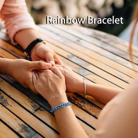 TOPGRILLZ 10,14mm Polished Stainless Steel Solid Rainbow Cuban Link Bracelet for Men Women Hip Hop Jewelry (10mm,7inch)