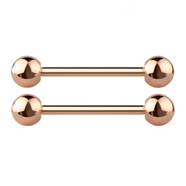 Pierced Owl 14G G23 Implant Grade Solid Titanium PVD Plated Internally Threaded Nipple Barbells, Sold as a Pair (Rose Gold Tone, 12mm (1/2"))
