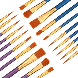 Rabbitale 20 Pcs Blue & Light Purple Paint Brushes Set - Nylon Hair Artist Brushes for Oil, Watercolor & Acrylic Painting - Ideal for Canvas, Rock & Nail Art - Great Gift fo Artists